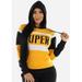 Womens Juniors Long Sleeve Black And Yellow Hoodie - High Neck Cozy Sweater - Zip Up Hooded Sweater 10754N