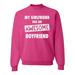 My Girlfriend Has An Awesome Boyfriend Mens Humor Crewneck Graphic Sweatshirt, Fuschia, Large