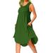 Avamo Loose Comfy T Shirt Dress For Women Crew Neck Solid Holiday Beach Sundress Summer Casual Pockets Dress