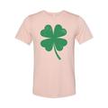 St. Patricks Day Shirt, Shamrock Shirt, Four Leaf Clover, Unisex Fit, Distressed Clover, Clover Shirt, 4 Leaf Clover, Shamrock, St Patricks, Peach, SMALL