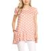 Women's Relaxed Fit Short Sleeve Polka Dot Round Neck Casual Pockets Blouse Tee Top Made in USA