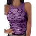 Women Summer Stretch Camo Tank Tops Shirts Casual Slim Fitting Racerback Tops Ladies Holiday Workout Sport T-shirt