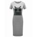 Summer Women's Short Sleeves Animal Print. Crew-Neck Bodycon Dress Casual Dress