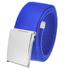 All Sizes Men's Golf Belt in 1.5 Polished Silver Flip Top Buckle with Adjustable Canvas Web Belt Small Royal Blue