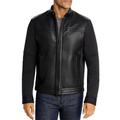 Michael Kors BLACK Mixed-Media Racer Bomber Jacket, US Medium