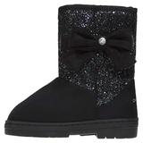 bebe Girls Glitter Winter Boots Size 13 with Side Bow Casual Dress Shoes Black
