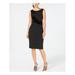 CALVIN KLEIN Womens Black Velvet Swirl Sleeveless Jewel Neck Knee Length Sheath Wear To Work Dress Petites Size: 8