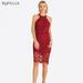 Newway ROPALIA New Summer Women Elegant Wedding Party Dress Night Club Halter Neck Sleeveless Sheath Bodycon Lace Dresses