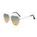 Fashion Heart Shaped Sunglasses Women Brand Designer Lady Metal Reflective Metal Frame Sunglasses