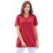 Woman Within Women's Plus Size Eyelet V-Neck Henley Tee Shirt