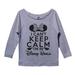 Womens Disney 3/4 Sleeve â€œI Can't Keep Calm I'm In Disney World" Minnie Mouse Sweat Shirt Gift Large, Heather Grey