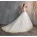 New Wedding Dress Off The Shoulder Half Sleeve Wedding Gown Lace Applique Color: off white with train, US Size: Custom Size