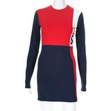 Fila Womens Long Sleeve Ophelia Dress Red Navy Blue Cotton Size Extra Small