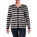 Lauren Ralph Lauren Womens Plus Metallic Striped Cardigan Sweater