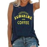 Women's Sunshine Coffee Tank Casual Graphic Tank Tops Sleeveless Graphic Tank Tops Tee Shirts