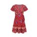 Simplee Women Elegant Bohemian floral V neck ruffle bandage beach sun dress