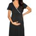 LilyLLL Womens Maternity Solid Lace V-Neck Nursing Wrap Dress