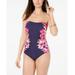Calvin Klein Women's Floral Multi-Wear Strap One-Piece Swimsuit Navy 14, $118
