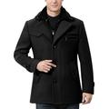 Men Classic Notched Collar Single Breasted Wool Blend Pea Coat Casual Oversized Winter Business Short Jacket Outwear