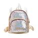 Winnereco Cute Horn Decor Travel Backpacks Kids Sequins PU Leather Rucksack (Gold)