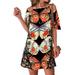 Women Casual Beach Dress Ladies Boho Butterfly Floral Print Short Sleeve T-shirt Dress Ladies Backless Party Cocktail Dress