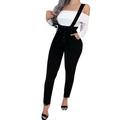 LilyLLL Womens High Waist Bib Pencil Pants Dungarees Button Casual Overall Jumpsuit