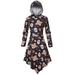 Women Irregular Halloween Dresses Oversized Vintage Pumpkin Hooded Dress Swing Long Sleeve Casual High Waist Dress Pullover Tunic Dress for Ladies Juniors Girls