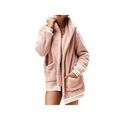 Women Fashion Faux Fur Coat Autumn Winter Warm Soft Plush Zipper Fur Jacket Plush Overcoat Pocket Outwear