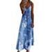 S-5XL Women Bohemian Floral Print Long Dress Summer Casual Sling Gradient Color Maxi Dresses V Neck Beach Vocation Party Cocktail Swing Dress Sundress