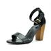 TOETOS Women's Classic Ankle Strap Open Toe Sandals Mid Chunky Heel Buckle Pump Sandals STELLA-02 BLACK/PU Size 8.5