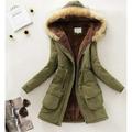 Womens Warm Long Coat Fur Collar Hooded Jacket Slim Winter Parka Outwear Coats with pockets light weight comfortable warm