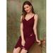 Ever-Pretty Womens V-neck Front Wrap Ruched Side Sequins Short Evening Prom Dress 00113 Burgundy US4