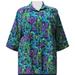 A Personal Touch Women's Plus Size 3/4 Sleeve Button-Front Print Blouse - Purple Marigolds 6X