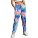 Sexy Dance Women Tie Dye Pants Casual Drawstring Waist Sweatpants Trousers High Waist Active Pants Joggers