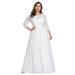 Ever-Pretty Womens Plus Size Simple Floral Lace Wedding Dresses for Bride 74122 White Formal US20