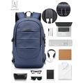 GustaveDesign Laptop Backpack Water Resistant Anti-Theft College Backpack With USB Chargin Port and Lock 17Inch Compurter Backpacks for Women Men, Casual Hiking Travel Daypack "Blue"