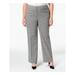 NINE WEST Womens Gray Plaid Wide Leg Pants Plus Size: 18W