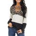 Women's Color Matching Casual Leopard Print Patchwork Easy Matching T-shirt