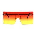 Futuristic Rimless Shield Oceanic Gradient Robotic Metal Rim Sunglasses Gold Red Yellow