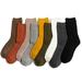 Lian LifeStyle Women's 6 Pairs Combed Cotton Crew Socks Casual Striped Size 6-9 HR1756-6P6C-04(Olive, Brick Red, Camel, Dark Grey, Coffee, Black)