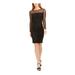 CALVIN KLEIN Womens Black Zippered Sheer Long Sleeve Illusion Neckline Above The Knee Body Con Cocktail Dress Size 4