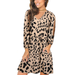 NHT&WT Women's V Neck 3/4 Sleeves Casual Loose Floral Print Flowy Party Dress with Pockets