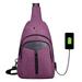 Mosiso Polyester Sling Bag Backpack for Men & Women Rope Bag Unbalance Crossbody Backpack Travel Hiking Gym Multipurpose Daypacks with USB Charging Port, Purple