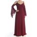 BETSY & ADAM Womens Burgundy Cold Shoulder Cold Shoulder Spaghetti Strap V Neck Full-Length Empire Waist Evening Dress Size 4