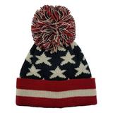 David & Young Mens Patriotic American Flag Pom Beanie Stocking Cap Hat