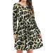 STARVNC Women Leopard Printed Crew Neck Long Sleeves Midi Dress