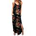 Winnereco Women Sleeveless Sling V Neck Maxi Pocket Loose Dress (Black Flower M)