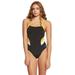 Sporti Poly Pro Splice Thin Strap One Piece Swimsuit (32, Black/Gold)