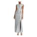 RALPH LAUREN Womens Silver Metallic Sleeveless Jewel Neck Maxi Sheath Evening Dress Size 12