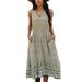 UKAP Bohemia Summer Beach Dresses for Women Casual V-Neck Button-Down Long Dress with Pockets Ladies Sleeveless Holiday Swing Dress